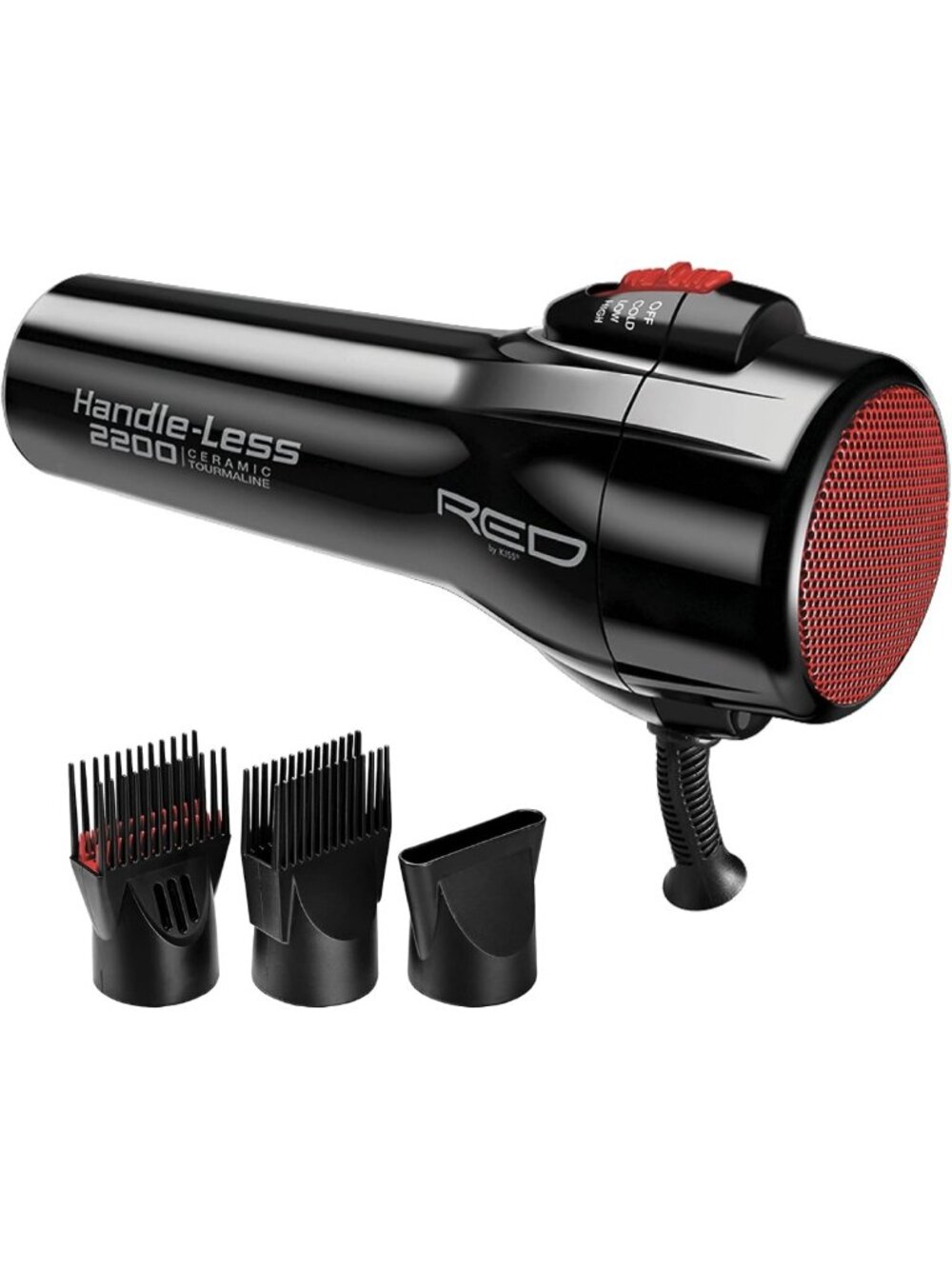 Powerful 2200W Ceramic Tourmaline Hair Dryer, Ionic, 3 Heat Settings, Comb